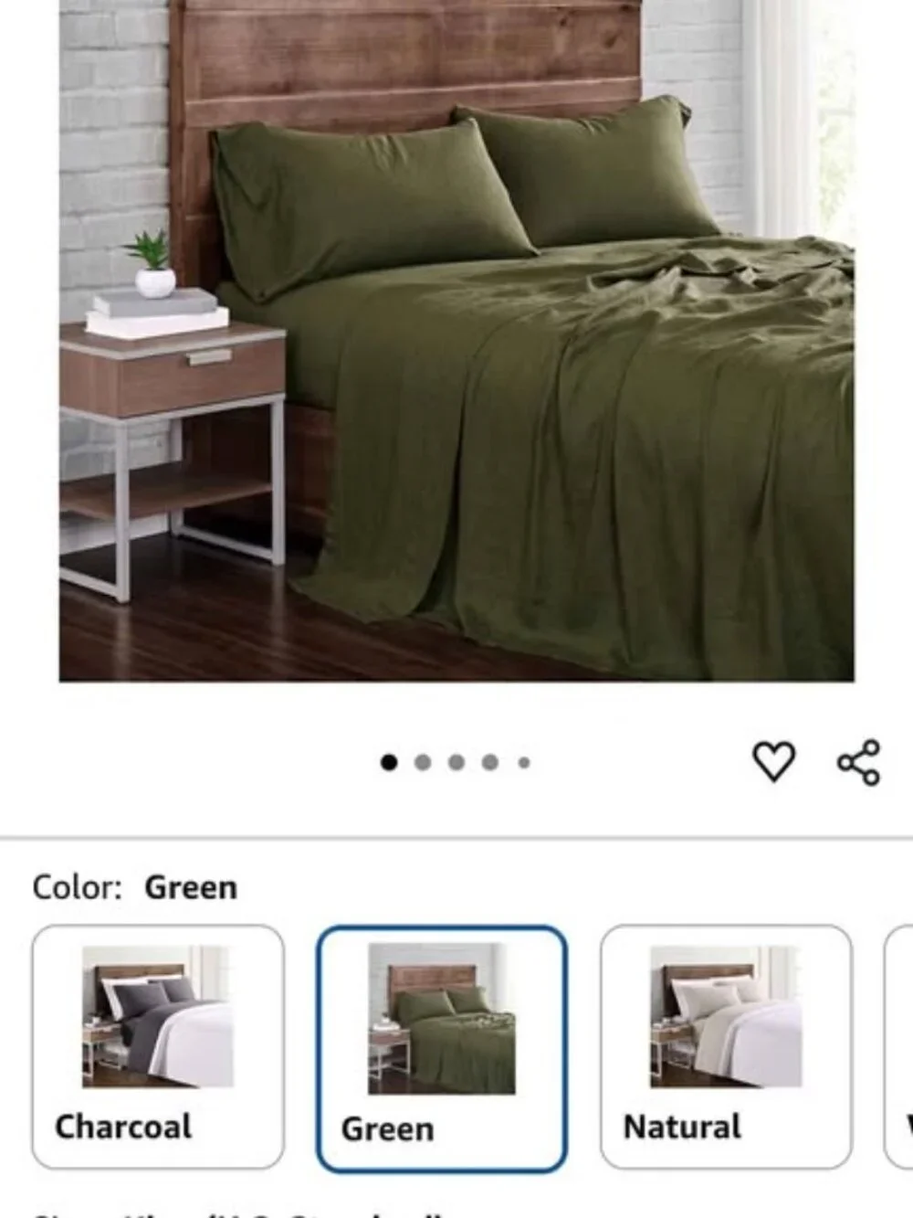 Brooklyn Loom Moss Green KING 100% Flax Linen 4PCS Sheet Set
